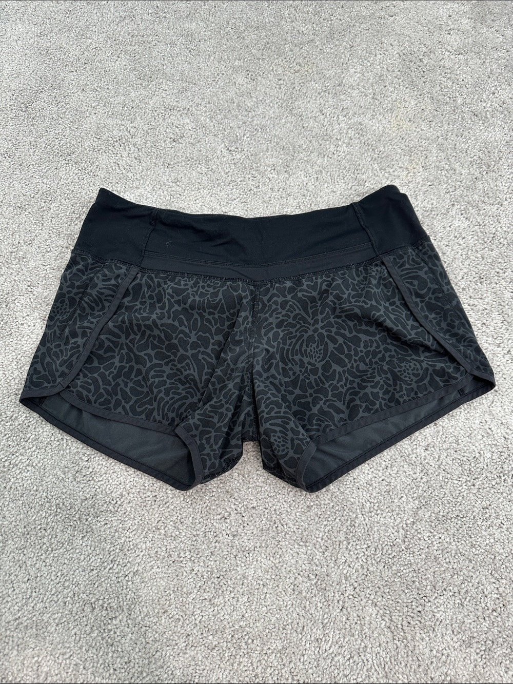 lululemon athletica Black Floral-Pattern Athletic Shorts